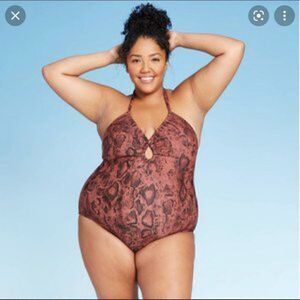 Kona sol halter swim one piece NWT animal print size 18W